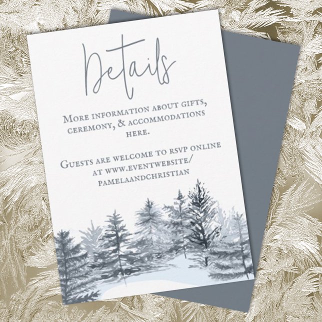 Rustique Gris Ardoise Forêt Détails Conseil Ca (slate gray winter wedding enclosure card details winter pine trees forest evergreen)