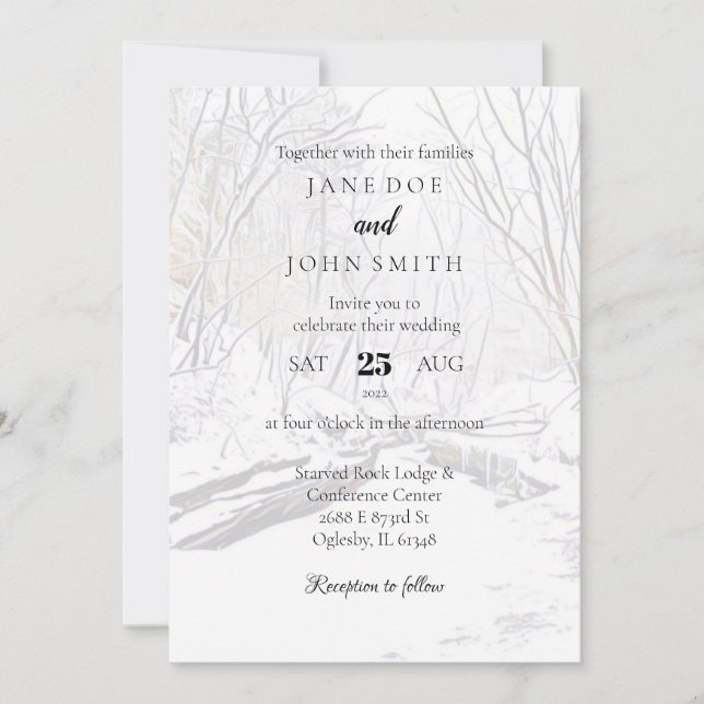 Rustique hiver canyon neige Faire-part de mariage (Devant)