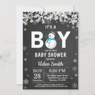 Rustique hiver Snowman Baby shower Boy Invitation