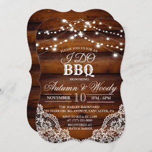 Rustique I DO BBQ Wood Invitation