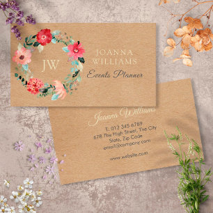 Rustique Joli Carte de visite Floral Garland