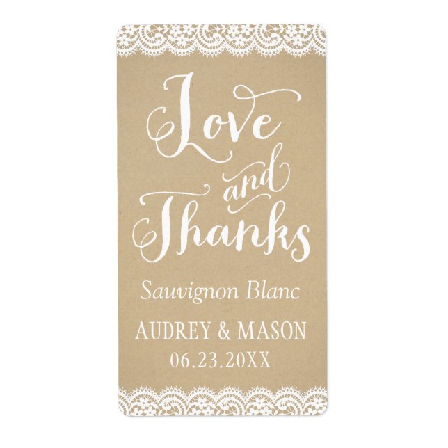 Rustique Kraft et dentelle Mariage vin Favoriser (Devant)