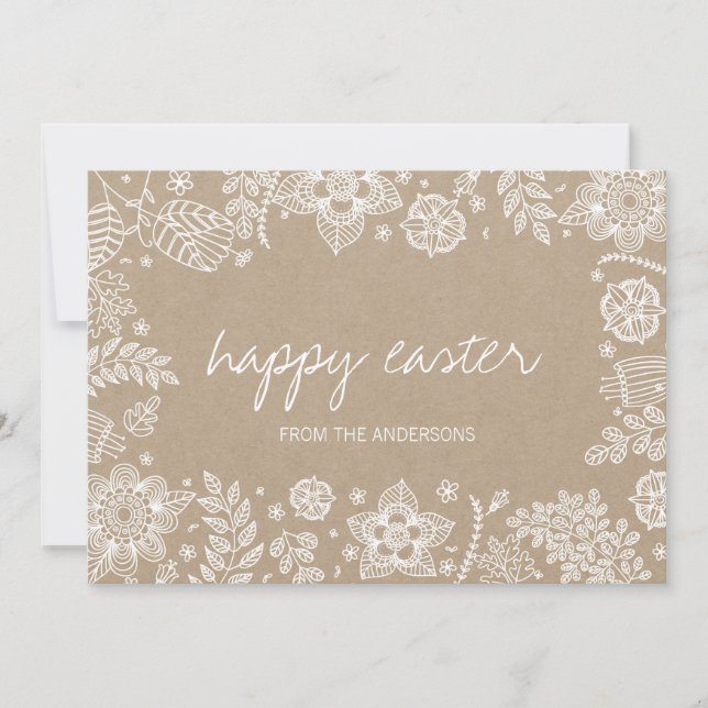 Rustique Kraft Floral Bonne carte de Pâques (Devant)