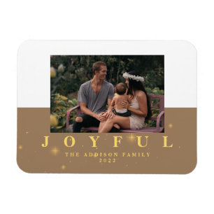 Rustique Kraft & Gold Joyeux Photo Magnet de Noël