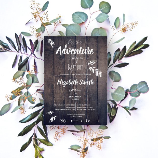 Rustique Laissez l'aventure commencer.. Invitation (Créateur téléchargé)