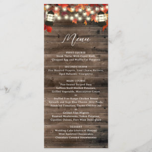 Rustique Lanterne Automne Feuilles Menu Mariage de