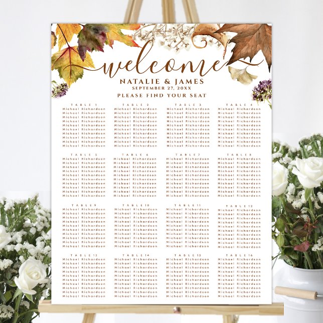 Rustique Mariage d'automne 16 Poster de table (Créateur téléchargé)