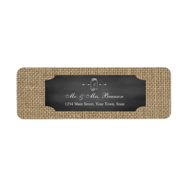 Rustique Mason Jar Chalkboard Mariage Burlap (Devant)