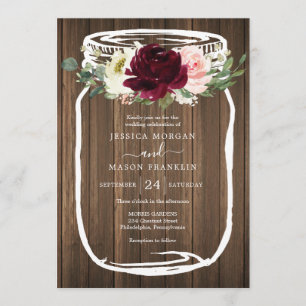 Rustique Mason Jar Invitations de mariage