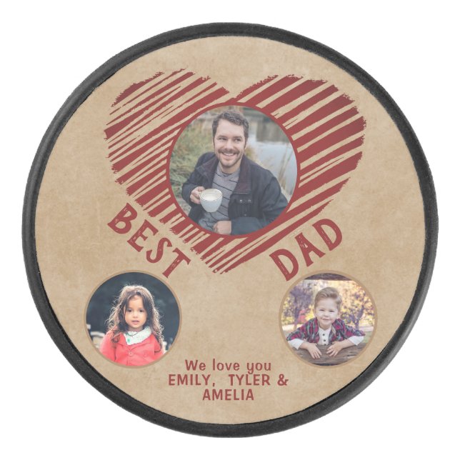 Rustique Meilleur papa Coeur Rouge Père Jour 3 Pho (Devant)