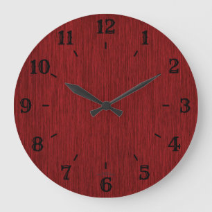 Rustique naturel Grainé Rouge bois Look Horloge