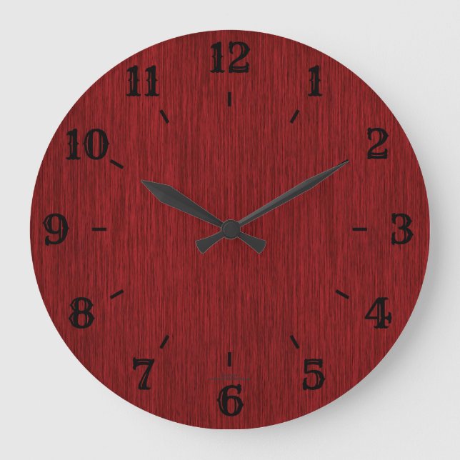 Rustique naturel Grainé Rouge bois Look Horloge (Recto)