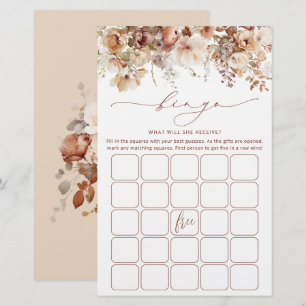 Rustique Neutral Boho Floral Bridal Carte de jeu
