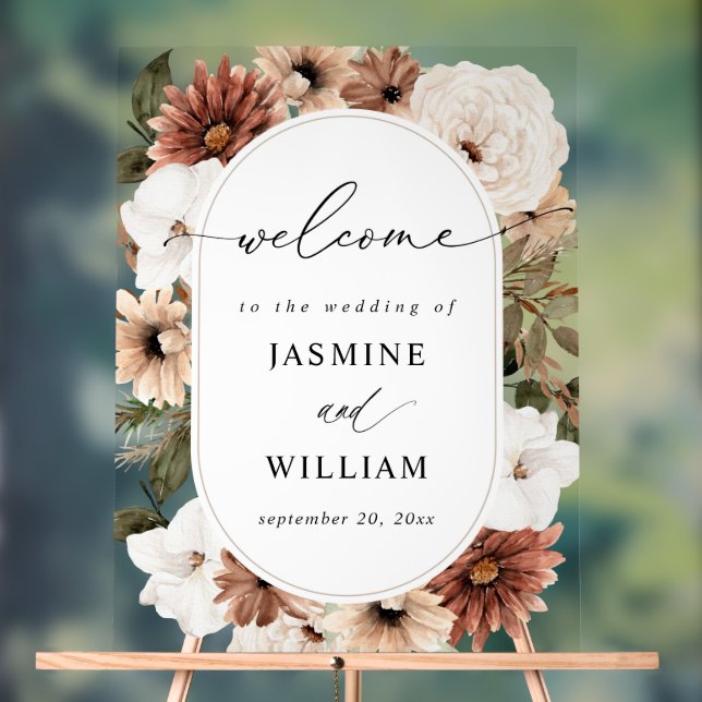 Rustique Neutral Boho Floral Mariage Bienvenue (Neutre)