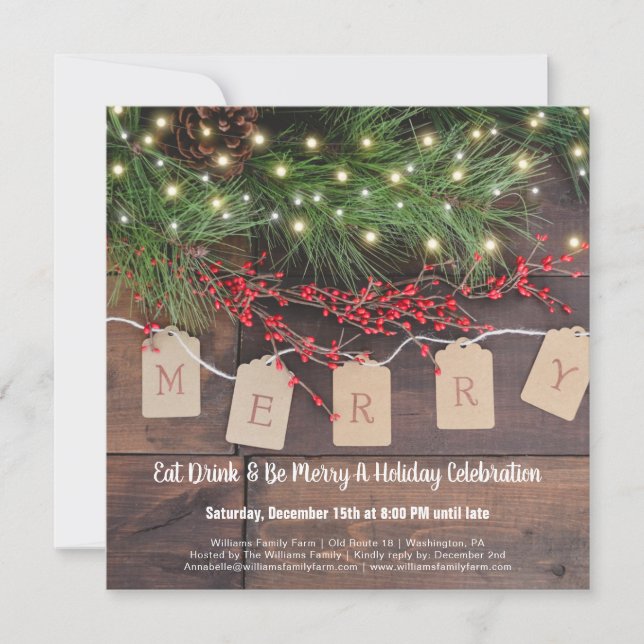 Rustique Noël Pays Fête Invitation (Devant)