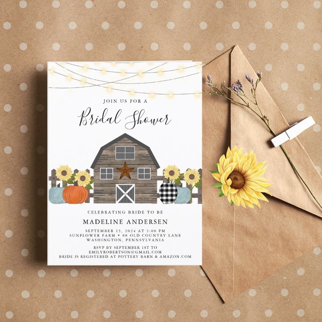 Rustique Pays Automne Bridal Showboat Invitation (Créateur téléchargé)