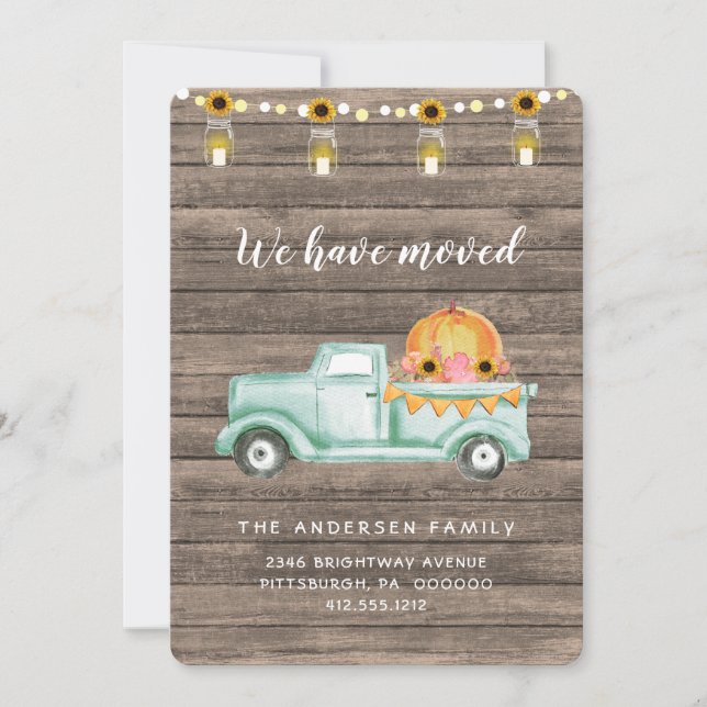 Rustique Pays Automne Harvest Moving Faire-part (Devant)