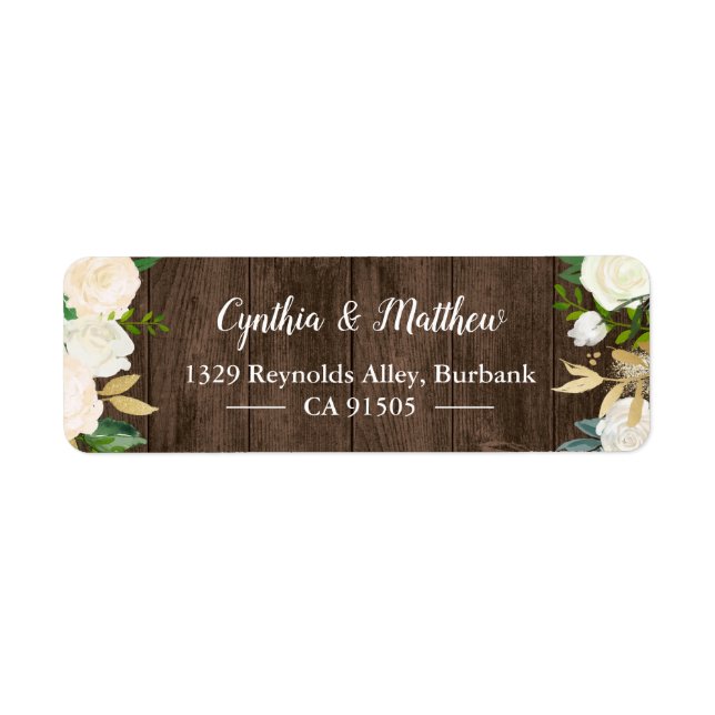 Rustique Pays Bois Blanc Or Jardin Fleurs (Devant)