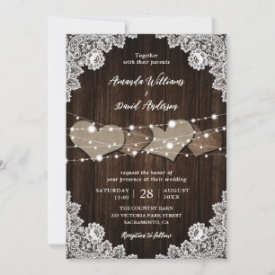 Rustique Pays Bois Burlap Faire-part de mariage de