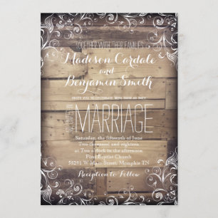 Rustique Pays Bois Flourish Mariage Invitations