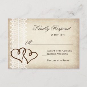 Rustique Pays Double Coeurs Mariage Cartes RSVP