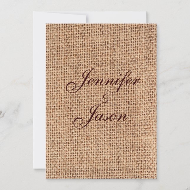 Rustique Pays Imprimé Burlap Mariage Invitations (Devant)