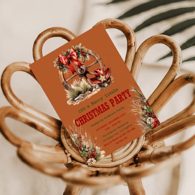 Rustique Pays Ouest Noël Fête Invitation (Créateur téléchargé)