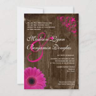 Rustique Pays Rose Daisy Bois Mariage Invitations