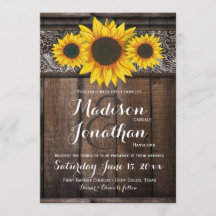 Rustique Pays Tournesol Bois Invitations de mariag