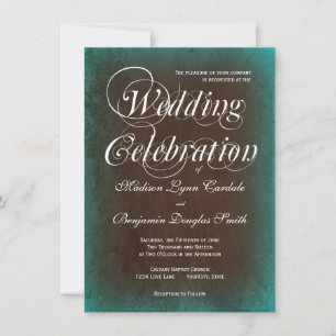 Rustique Pays Turquoise Brown Mariage Invitations