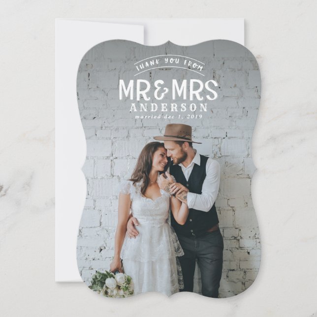 Rustique photo merci carte faire-part mariage (Devant)