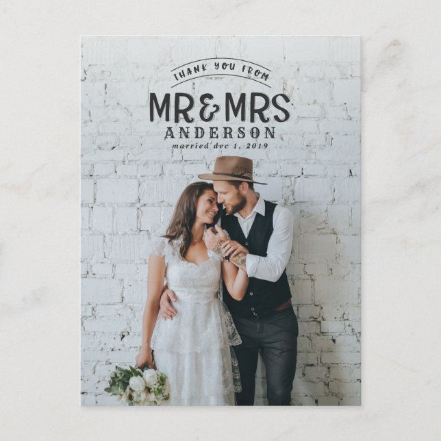 Rustique photo merci faire-part mariage (Devant)