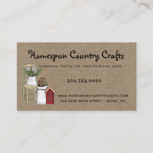 Rustique Primitive Pays Carte de visite Kraft