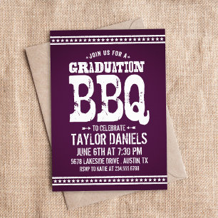 Rustique Purple Graduation Party BBQ Invitation