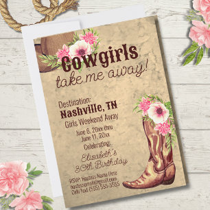 Rustique, Rose, Floral, Femme, Invitation