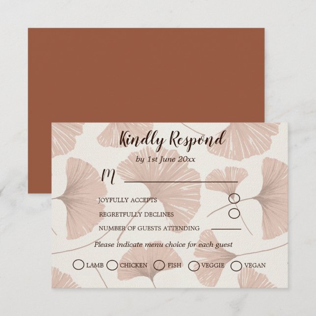 Rustique RSVP Terracotta Mariage botanique (Devant / Derrière)