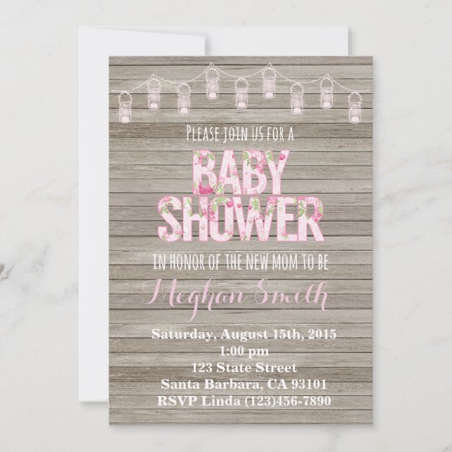 Rustique Shabby Chic Baby shower Invitation (Devant)