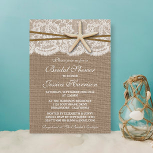 Rustique Starfish Beach Invitations de douche nupt