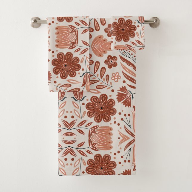 Rustique Stylisé Teracotta motif floral (En situation)