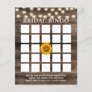 Rustique Tournesol Grange Bois Bride Bingo Cartes 