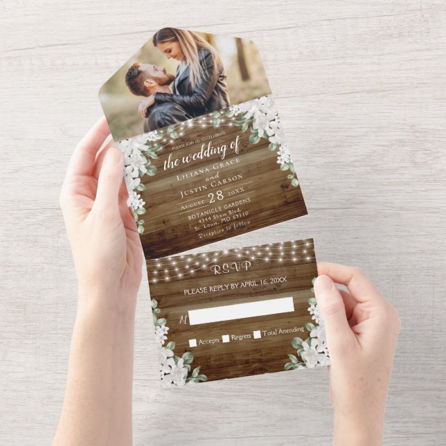 Rustique Tout en un Faire-part de mariage (Déchirure)