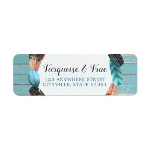 Rustique Turquoise Boho Boho Adresse de retour
