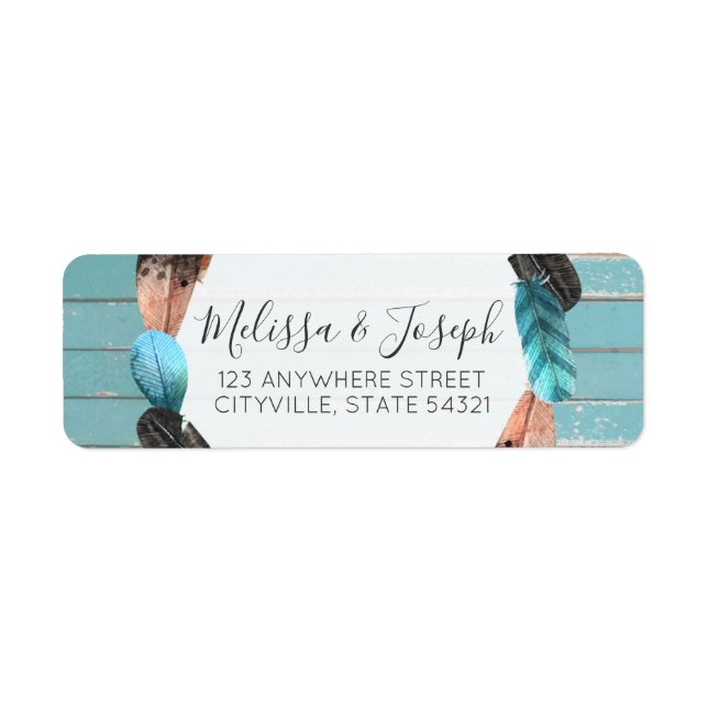 Rustique Turquoise Boho Boho Adresse de retour (Devant)