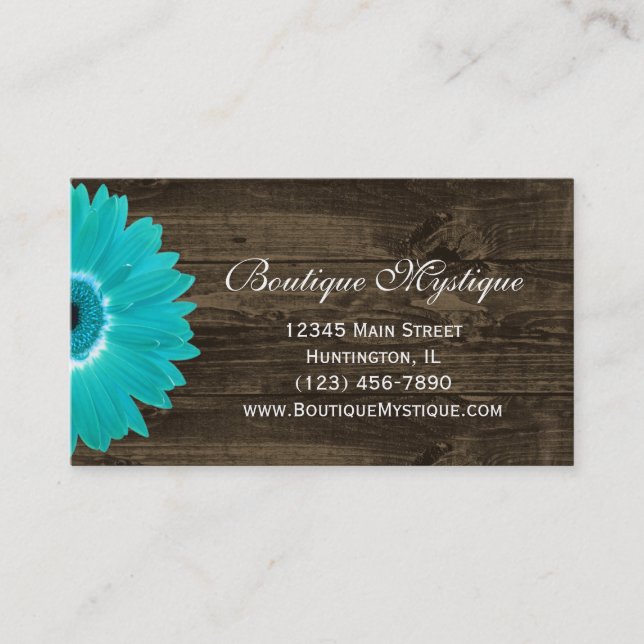 Rustique Turquoise Gerber Daisy Cartes de visite (Devant)