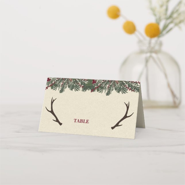 Rustique Vacances Pine Mariage Cartes de Place (Devant)