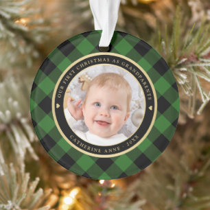 Rustique Vert Noir Plaid Premier Grand-Parents Pho