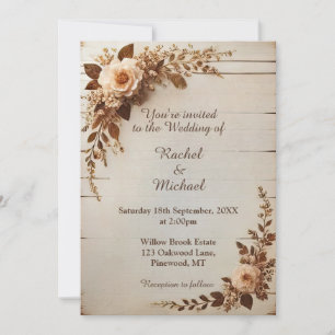 Rustique Vieux mariage vintage Invitation
