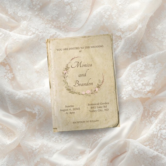 Rustique vieux papier vintage mariage invitation (Créateur téléchargé)