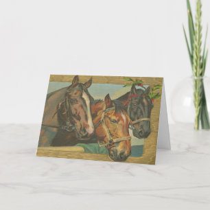 Rustique Vintage Chevaux de Noël Cartes de fin de 
