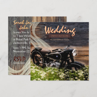 Rustique Vintage Motorbike Mariage Invitations
